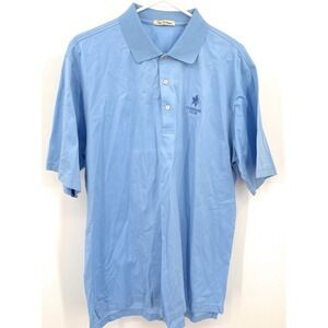 Peter Millar Currahee Club Golf Polo Shirt Men's Sz L Light Blue